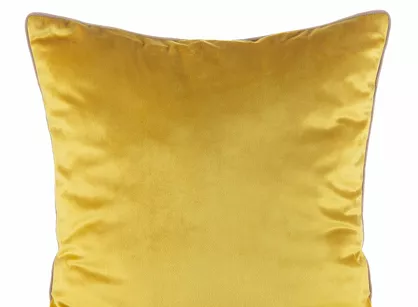 Poszewka welwetowa 45x45 GAJA 2 jednokolorowa musztardowa obszyta lamówką