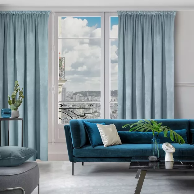 Zasłona na taśmie 135x300 ROSA welwetowa morska Design 91