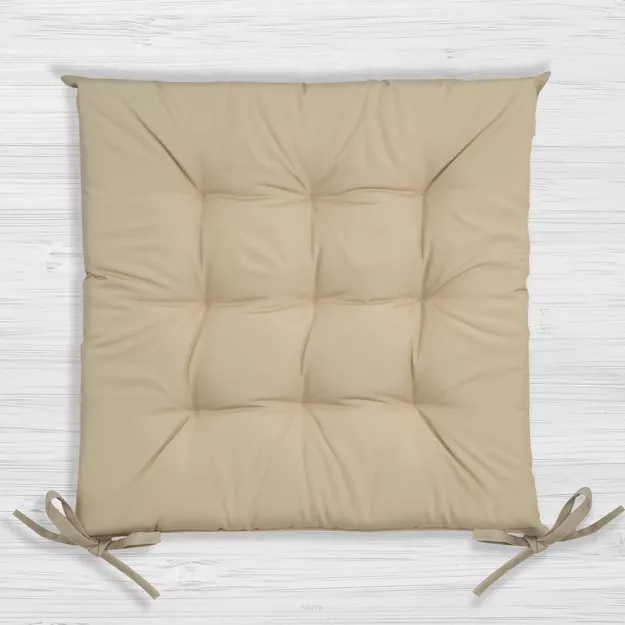 Poduszka 40x40x5 GARDEN beżowa siedzisko na krzesło pikowana z troczkami wodoodporna