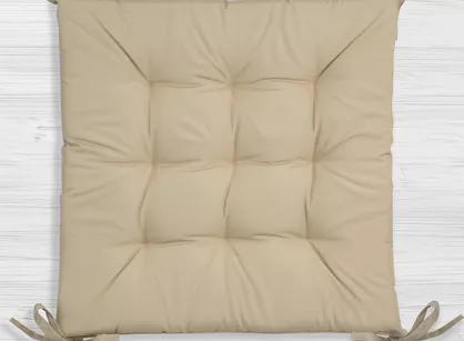 Poduszka 40x40 GARDEN beżowa siedzisko na krzesło pikowana z troczkami wodoodporna