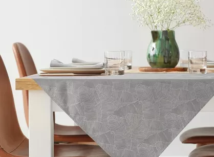 Nakładka 85x85 ISLA srebrna z żakardowym wzorem liści bananowca