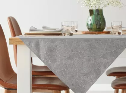 Nakładka 85x85 ISLA srebrna z żakardowym wzorem liści bananowca