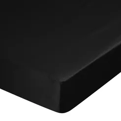 Prześcieradło z satyny bawełnianej z gumką DINA czarne 100x200 z kolekcji Diva Line