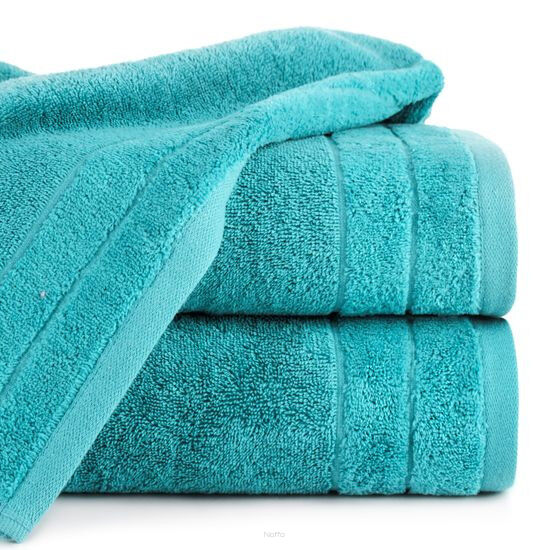 Ręcznik bawełniany 50x90 DAMLA jasny turkus gładki z subtelną bordiurą