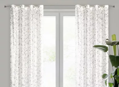 Zasłona na przelotkach 140x250 TERRY biała z etaminy z wzorem miedzianych listków