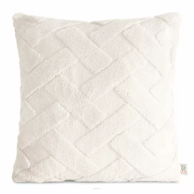 Poszewka 45x45 CARO kremowa puszysta typu flano z wytłaczanym wzorem Design 91