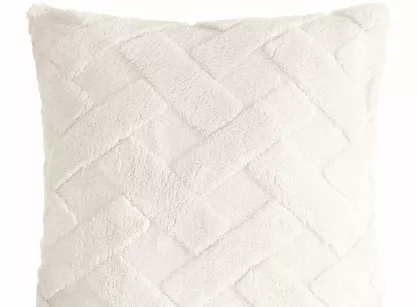 Poszewka 45x45 CARO kremowa puszysta typu flano z wytłaczanym wzorem Design 91