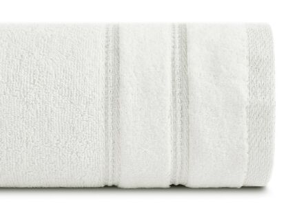 Ręcznik bawełniany 70x140 GLORY 4 kremowy z minimalistyczną bordiurą przeszywaną srebrną nicią