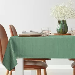 Obrus 140x220 GLAMO zielony z przetykaną błyszczącą złotą nicią