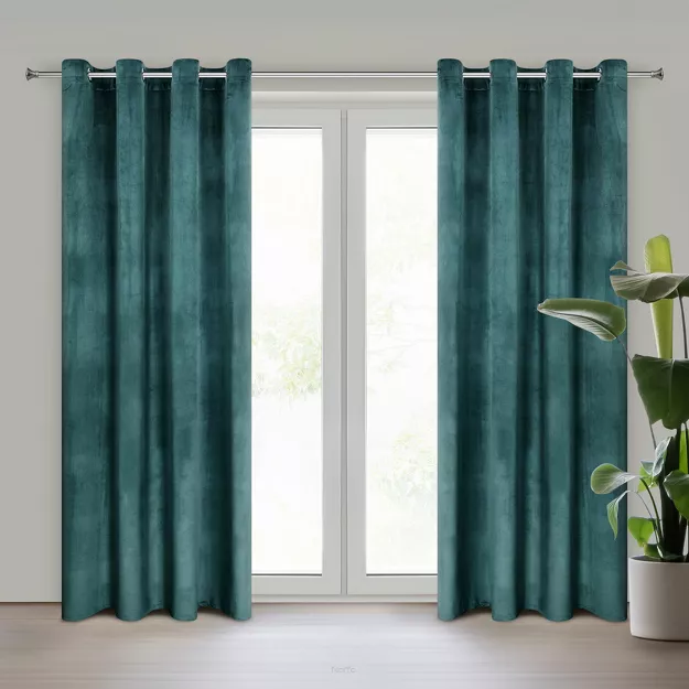 Zasłona gotowa na przelotkach 140x250 ROSA welwetowa ciemny niebieski Design 91