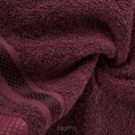 Ręcznik 100x150 ABBIE bordowy  z żakardową błyszczącą bordiurą w pasy z delikatną krateczką 500 g/m2 - 2