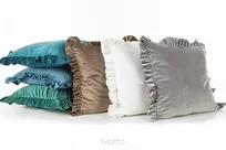 Poszewka welwetowa 45x45 jednokolorowa BRENDA musztardowa z falbanami - 4