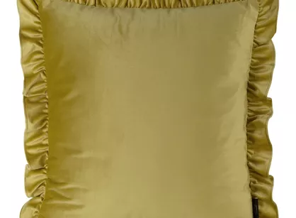 Poszewka welwetowa 45x45 jednokolorowa BRENDA musztardowa z falbanami