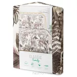 Pościel bawełniana 160x200 DAVOS 2B biała z wzorem egzotycznych fioletowych liści - 6