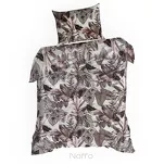 Pościel bawełniana 160x200 DAVOS 2B biała z wzorem egzotycznych fioletowych liści - 5