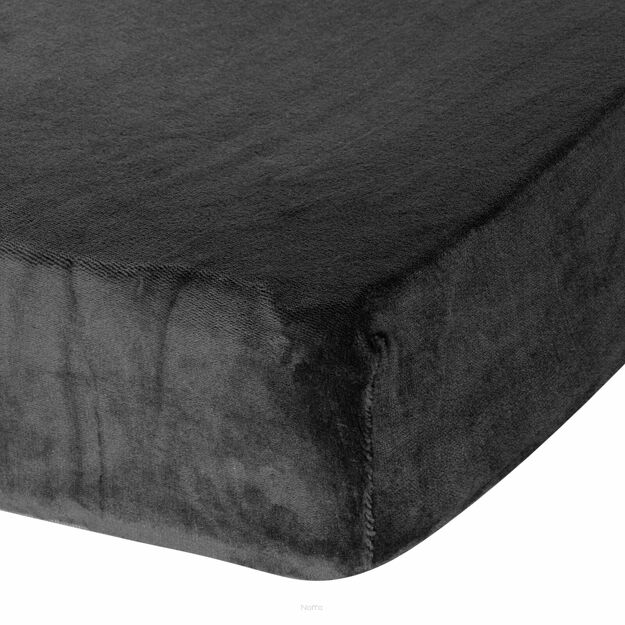 Prześcieradło z polaru FLANO z gumką czarne 140x200 puszyste