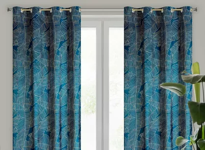 Zasłona gotowa na przelotkach 140x250 MUSA 2 granatowa beżowa Limited Collection