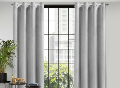 Zasłona na przelotkach 140x250 ROSA welwetowa srebrna Design 91