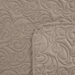 Narzuta jednokolorowa 200x220 LEN 4 beżowa pikowana w ornamentowy wzór imitująca len - 5