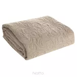 Narzuta jednokolorowa 200x220 LEN 4 beżowa pikowana w ornamentowy wzór imitująca len - 3