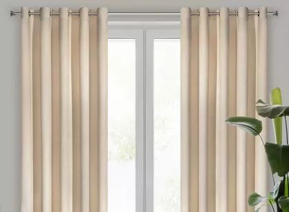 Zasłona na przelotkach 140x250 VILLA welwetowa beżowa o aksamitnej strukturze