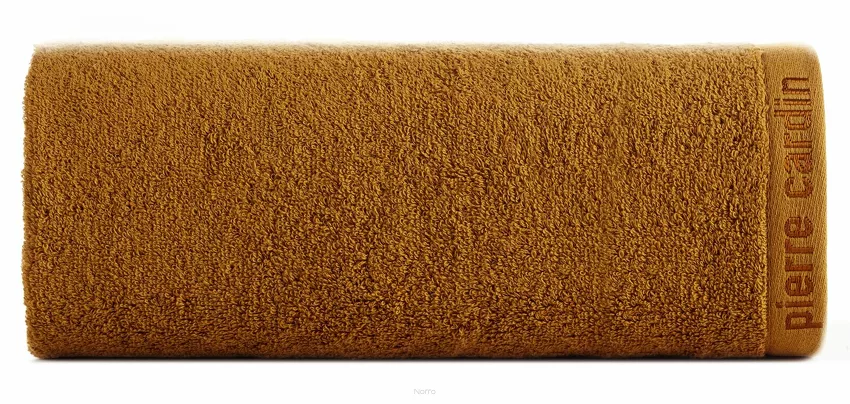 Ręcznik 50x90 EVI Pierre Cardin miodowy zdobiony bordiurą w kolorze ręcznika z logo marki