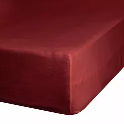 Prześcieradło z satyny bawełnianej z gumką NOVA 3 ciemna czerwień 180x200