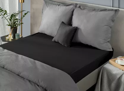 Prześcieradło z bawełny jersey z gumką czarne 240x220 Design 91
