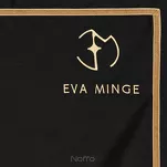 Pościel z makosatyny 160x200 MINGE 1A Eva Minge czarna z lamówką beżową i logo projektantki - 2