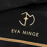 Pościel z makosatyny 160x200 MINGE 1A Eva Minge czarna z lamówką beżową i logo projektantki - 5