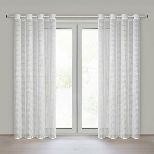 Firana na przelotkach 140x250 ELIRA biała struktura siatki