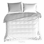 Pościel satynowa 160x200 NOVA 3 dwukolorowa gładka biała srebrna - 4