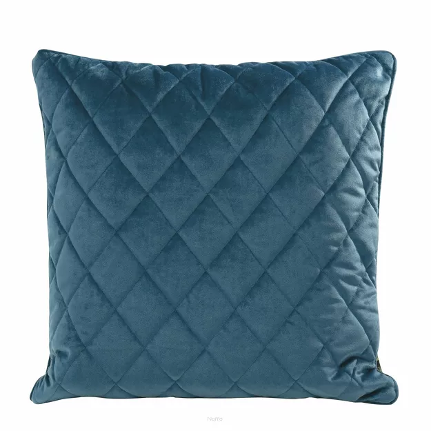 Poszewka welwetowa 45x45 VELVET 27H granatowa pikowana w romby z ozdobną wypustką na brzegach