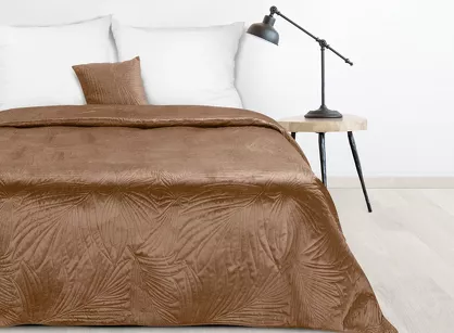 Narzuta welwetowa 170x210 LUIZ 4 ceglana pikowana we wzór liści palmy Design 91