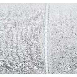 Ręcznik bawełniany 70x140 MARI srebrny z welurową bordiurą w pasy