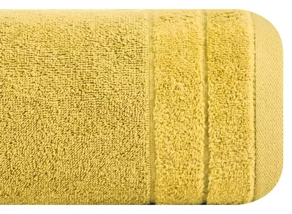 Ręcznik bawełniany 70x140 DAMLA musztardowy gładki z subtelną bordiurą