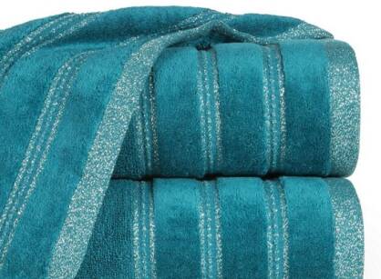 Ręcznik bawełniany 30x50 GLORY 1 ciemny turkus z welurową bordiurą i srebrną nicią