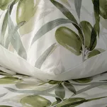 Pościel satynowa 220x200 SPRING 84 biała zielona z wzorem roślinnym z kolekcji Classic - 2