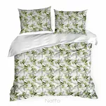 Pościel satynowa 220x200 SPRING 84 biała zielona z wzorem roślinnym z kolekcji Classic - 6