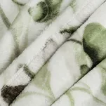 Koc z mikrowłókna ELLEN biały z nadrukiem oliwkowych egzotycznych liści - 3