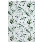 Koc z mikrowłókna ELLEN biały z nadrukiem oliwkowych egzotycznych liści - 7