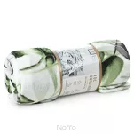 Koc z mikrowłókna ELLEN biały z nadrukiem oliwkowych egzotycznych liści - 6
