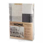 Pościel z mikrowłókna 220x200 HOME 6 stalowa musztardowa wzór geometryczny - 7