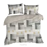 Pościel z mikrowłókna 220x200 HOME 6 stalowa musztardowa wzór geometryczny - 2