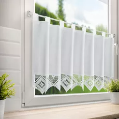 Zazdrostka gotowa na szelkach 150x60 ISAAC biała z bawełny zdobiona koronką