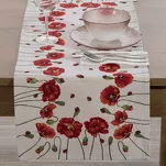 Bieżnik gobelinowy 45x140 1064 naturalny z nadrukiem maków - 5