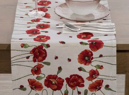 Bieżnik gobelinowy 45x140 1064 naturalny z nadrukiem maków