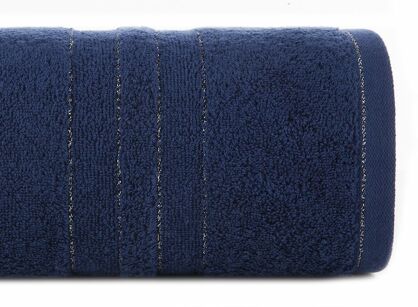 Ręcznik bawełniany 50x90 GALA granatowy zdobiony bordiurą z błyszczącą nicią