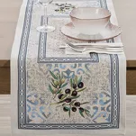 Bieżnik gobelinowy 45x140 4094 naturalny niebieski gałązka oliwna - 5