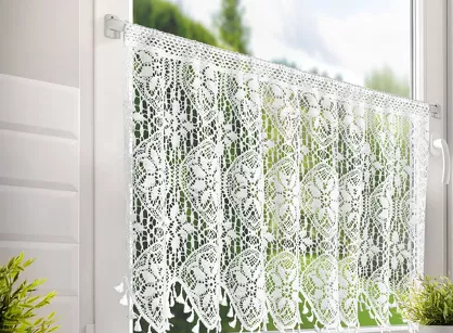 Zazdrostka w tunelu 150x60 MOLY biała z bawełny ażurowy wzór z frędzelkami